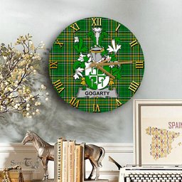 ScotsTee Shop Irish Gogarty Coat of Arms Family Crest Ireland Wooden Wall Clock Irish National Tartan Irish County Wall Clocks