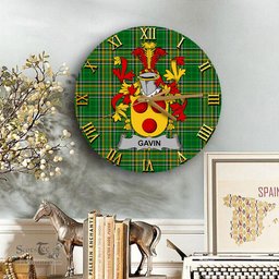 ScotsTee Shop Irish Gavin or O Gavan Coat of Arms Family Crest Ireland Wooden Wall Clock Irish National Tartan Irish County Wall Clocks