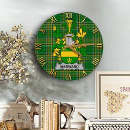 ScotsTee Shop Irish Marward Coat of Arms Family Crest Ireland Wooden Wall Clock Irish National Tartan Irish County Wall Clocks