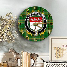 ScotsTee Shop Irish House of O HEGARTY Coat of Arms Family Crest Ireland Wooden Wall Clock Irish National Tartan Irish County Wall Clocks