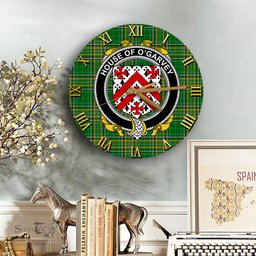 ScotsTee Shop Irish House of O GARVEY Coat of Arms Family Crest Ireland Wooden Wall Clock Irish National Tartan Irish County Wall Clocks