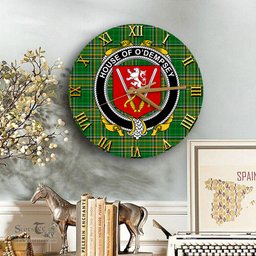 ScotsTee Shop Irish House of O DEMPSEY Coat of Arms Family Crest Ireland Wooden Wall Clock Irish National Tartan Irish County Wall Clocks