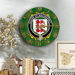 ScotsTee Shop Irish House of MACiNERNEY Coat of Arms Family Crest Ireland Wooden Wall Clock Irish National Tartan Irish County Wall Clocks