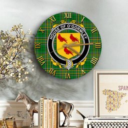 ScotsTee Shop Irish House of O GORMLEY Coat of Arms Family Crest Ireland Wooden Wall Clock Irish National Tartan Irish County Wall Clocks