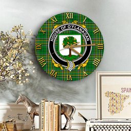 ScotsTee Shop Irish House of O FLANAGAN Coat of Arms Family Crest Ireland Wooden Wall Clock Irish National Tartan Irish County Wall Clocks