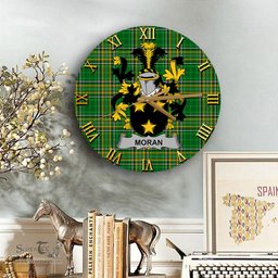 ScotsTee Shop Irish Moran or O Moran Coat of Arms Family Crest Ireland Wooden Wall Clock Irish National Tartan Irish County Wall Clocks