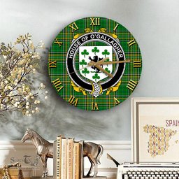 ScotsTee Shop Irish House of O GALLAGHER Coat of Arms Family Crest Ireland Wooden Wall Clock Irish National Tartan Irish County Wall Clocks