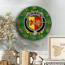 ScotsTee Shop Irish House of O HEYNE Coat of Arms Family Crest Ireland Wooden Wall Clock Irish National Tartan Irish County Wall Clocks