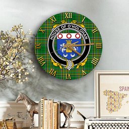 ScotsTee Shop Irish House of O HOLOHAN Coat of Arms Family Crest Ireland Wooden Wall Clock Irish National Tartan Irish County Wall Clocks