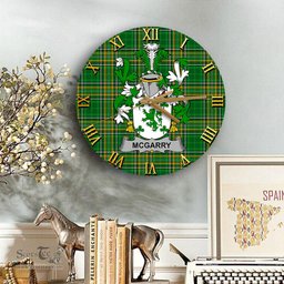 ScotsTee Shop Irish McGarry or Garry Coat of Arms Family Crest Ireland Wooden Wall Clock Irish National Tartan Irish County Wall Clocks