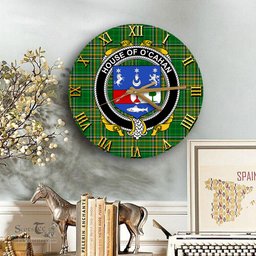 ScotsTee Shop Irish House of O CAHAN KEANE Coat of Arms Family Crest Ireland Wooden Wall Clock Irish National Tartan Irish County Wall Clocks
