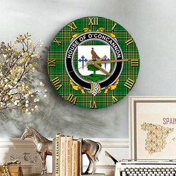 ScotsTee Shop Irish House of O CONCANNON Coat of Arms Family Crest Ireland Wooden Wall Clock Irish National Tartan Irish County Wall Clocks