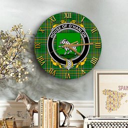 ScotsTee Shop Irish House of O HANLON Coat of Arms Family Crest Ireland Wooden Wall Clock Irish National Tartan Irish County Wall Clocks
