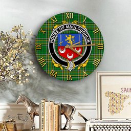 ScotsTee Shop Irish House of MACLOUGHLIN Tirconnell Coat of Arms Family Crest Ireland Wooden Wall Clock Irish National Tartan Irish County Wall Clocks