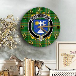 ScotsTee Shop Irish House of MARTIN Coat of Arms Family Crest Ireland Wooden Wall Clock Irish National Tartan Irish County Wall Clocks