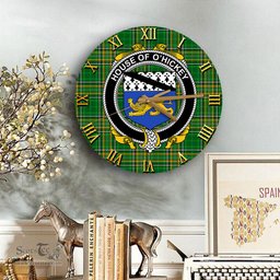 ScotsTee Shop Irish House of O HICKEY Coat of Arms Family Crest Ireland Wooden Wall Clock Irish National Tartan Irish County Wall Clocks