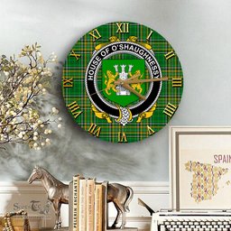 ScotsTee Shop Irish House of O SHAUGNESSY Coat of Arms Family Crest Ireland Wooden Wall Clock Irish National Tartan Irish County Wall Clocks