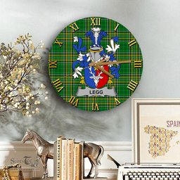 ScotsTee Shop Irish Legg or Legge Coat of Arms Family Crest Ireland Wooden Wall Clock Irish National Tartan Irish County Wall Clocks