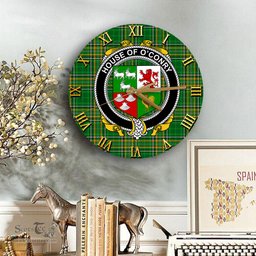 ScotsTee Shop Irish House of O CONRY Coat of Arms Family Crest Ireland Wooden Wall Clock Irish National Tartan Irish County Wall Clocks