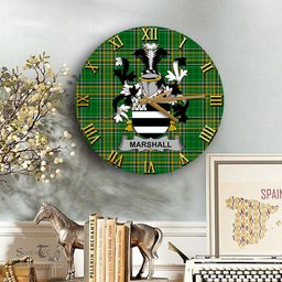ScotsTee Shop Irish Marshall Coat of Arms Family Crest Ireland Wooden Wall Clock Irish National Tartan Irish County Wall Clocks