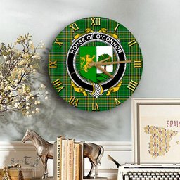 ScotsTee Shop Irish House of O CONNOR Sligo Coat of Arms Family Crest Ireland Wooden Wall Clock Irish National Tartan Irish County Wall Clocks