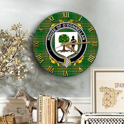 ScotsTee Shop Irish House of O DONNELLAN Coat of Arms Family Crest Ireland Wooden Wall Clock Irish National Tartan Irish County Wall Clocks