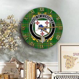 ScotsTee Shop Irish House of O CROWLEY Coat of Arms Family Crest Ireland Wooden Wall Clock Irish National Tartan Irish County Wall Clocks