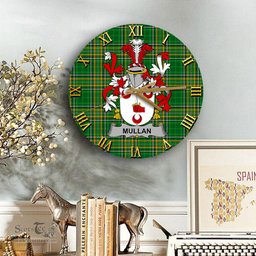 ScotsTee Shop Irish Mullan Coat of Arms Family Crest Ireland Wooden Wall Clock Irish National Tartan Irish County Wall Clocks