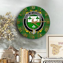 ScotsTee Shop Irish House of O CONNELL Coat of Arms Family Crest Ireland Wooden Wall Clock Irish National Tartan Irish County Wall Clocks