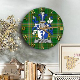 ScotsTee Shop Irish Linaker Coat of Arms Family Crest Ireland Wooden Wall Clock Irish National Tartan Irish County Wall Clocks