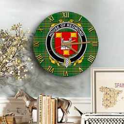 ScotsTee Shop Irish House of REDMOND Coat of Arms Family Crest Ireland Wooden Wall Clock Irish National Tartan Irish County Wall Clocks