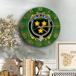 ScotsTee Shop Irish House of O MORAN Coat of Arms Family Crest Ireland Wooden Wall Clock Irish National Tartan Irish County Wall Clocks