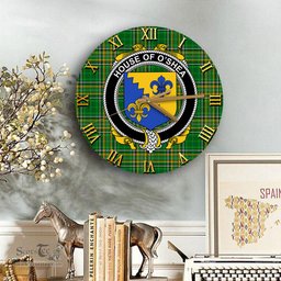 ScotsTee Shop Irish House of O SHEA Coat of Arms Family Crest Ireland Wooden Wall Clock Irish National Tartan Irish County Wall Clocks