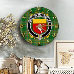ScotsTee Shop Irish House of MACQUILLAN Coat of Arms Family Crest Ireland Wooden Wall Clock Irish National Tartan Irish County Wall Clocks