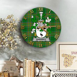 ScotsTee Shop Irish Sharkey or O Sharkey Coat of Arms Family Crest Ireland Wooden Wall Clock Irish National Tartan Irish County Wall Clocks