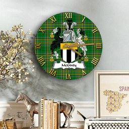 ScotsTee Shop Irish McGinty Coat of Arms Family Crest Ireland Wooden Wall Clock Irish National Tartan Irish County Wall Clocks