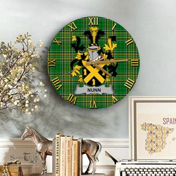 ScotsTee Shop Irish Nunn Coat of Arms Family Crest Ireland Wooden Wall Clock Irish National Tartan Irish County Wall Clocks