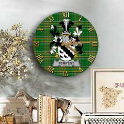 ScotsTee Shop Irish Tempest Coat of Arms Family Crest Ireland Wooden Wall Clock Irish National Tartan Irish County Wall Clocks