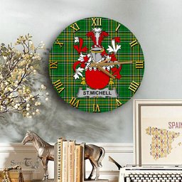ScotsTee Shop Irish St.Michell Coat of Arms Family Crest Ireland Wooden Wall Clock Irish National Tartan Irish County Wall Clocks