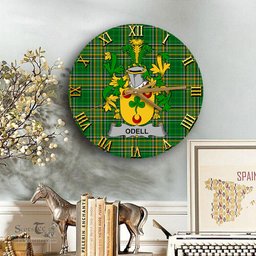 ScotsTee Shop Irish Odell Coat of Arms Family Crest Ireland Wooden Wall Clock Irish National Tartan Irish County Wall Clocks