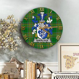 ScotsTee Shop Irish Sherlock Coat of Arms Family Crest Ireland Wooden Wall Clock Irish National Tartan Irish County Wall Clocks