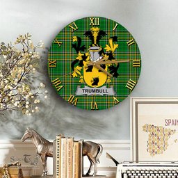 ScotsTee Shop Irish Trumbull or Turnbull Coat of Arms Family Crest Ireland Wooden Wall Clock Irish National Tartan Irish County Wall Clocks