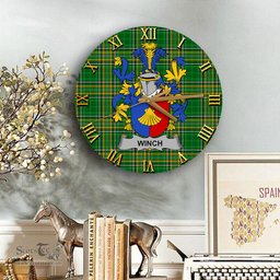 ScotsTee Shop Irish Winch Coat of Arms Family Crest Ireland Wooden Wall Clock Irish National Tartan Irish County Wall Clocks