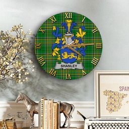 ScotsTee Shop Irish Shanley or McShanly Coat of Arms Family Crest Ireland Wooden Wall Clock Irish National Tartan Irish County Wall Clocks