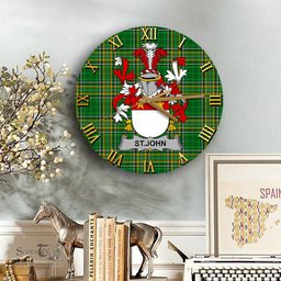 ScotsTee Shop Irish St.John Coat of Arms Family Crest Ireland Wooden Wall Clock Irish National Tartan Irish County Wall Clocks