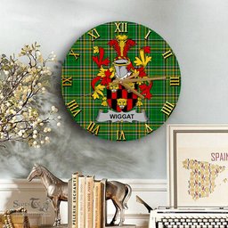 ScotsTee Shop Irish Wiggat Coat of Arms Family Crest Ireland Wooden Wall Clock Irish National Tartan Irish County Wall Clocks