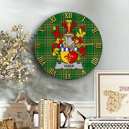 ScotsTee Shop Irish Vizer Coat of Arms Family Crest Ireland Wooden Wall Clock Irish National Tartan Irish County Wall Clocks