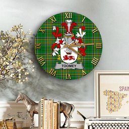ScotsTee Shop Irish Toomey or O Twomey Coat of Arms Family Crest Ireland Wooden Wall Clock Irish National Tartan Irish County Wall Clocks