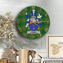 ScotsTee Shop Irish Turnly or Turnley Coat of Arms Family Crest Ireland Wooden Wall Clock Irish National Tartan Irish County Wall Clocks