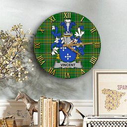 ScotsTee Shop Irish Vincent Coat of Arms Family Crest Ireland Wooden Wall Clock Irish National Tartan Irish County Wall Clocks